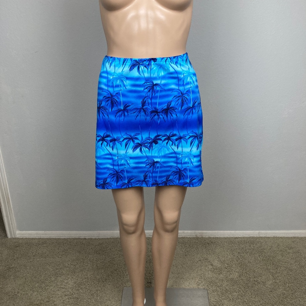 Blue Hawaiian Tropical Palm Tree Skirt